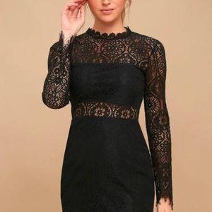 Lulu's Appetite for Seduction Black Lace Long Sleeve Dress
